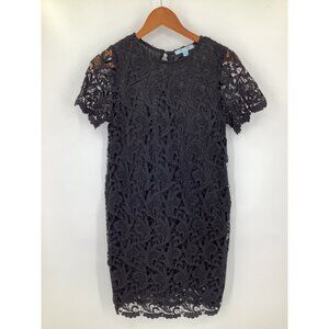 She + Sky Dress Women's Black M Lace Overlay Short Sleeve Mini